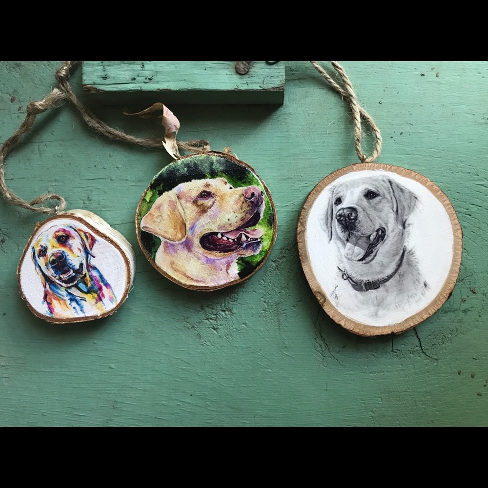 yellow Lab ornaments labrador dogs Christmas dog, Labrador retriever, set of 2